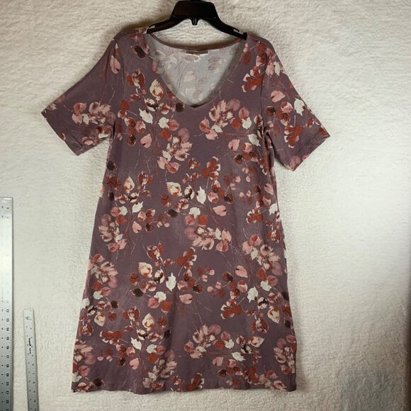 J.Jill Pure Jill Womens V-Neck Floral Printed Dress Affinity French Terry Size M - Picture 1 of 10